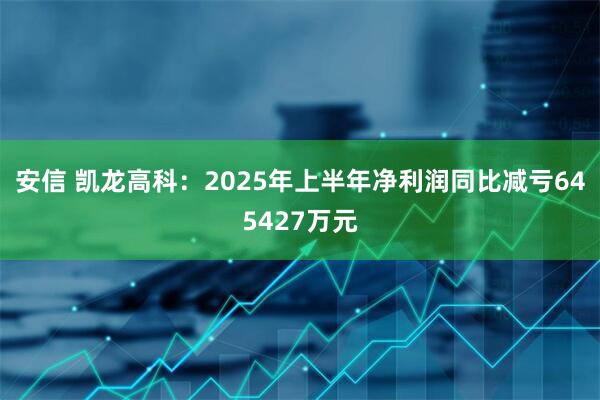 安信 凯龙高科:2025年上半年净利润同比减亏645427万元
